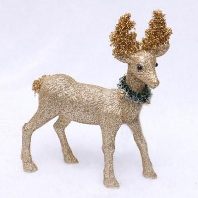 Artificial Foam Material Christmas Deer Shape with Glitter Decorate