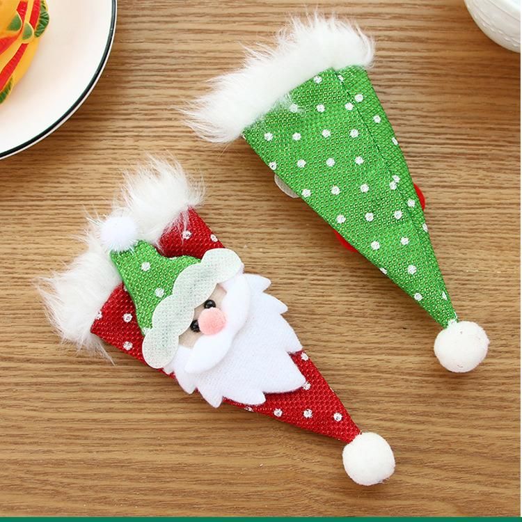 Christmas Santa Hats Silverware Holders, Mini Pockets Knife Spoon Fork Bags, Holiday Party Supplies Dinner