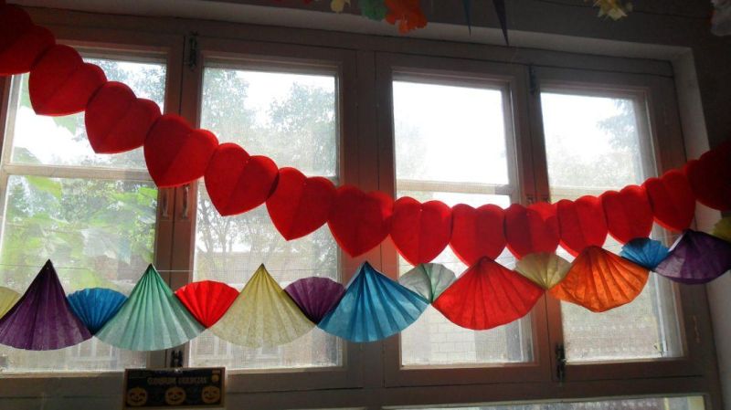 Heart Shape Banners Garland Colorful Rainbow Tissue Paper Decorations for Kids Party