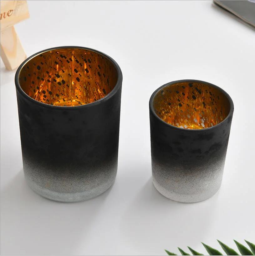 Custom Electroplated Frost Colored Glass Candle Holder Candle Jars in Bulk