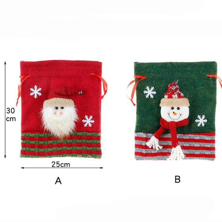New Christmas Felt Gift Bag Knitted Fabric Gift Bag Cartoon Decoration Country Retro Bag Christmas Gift Pack