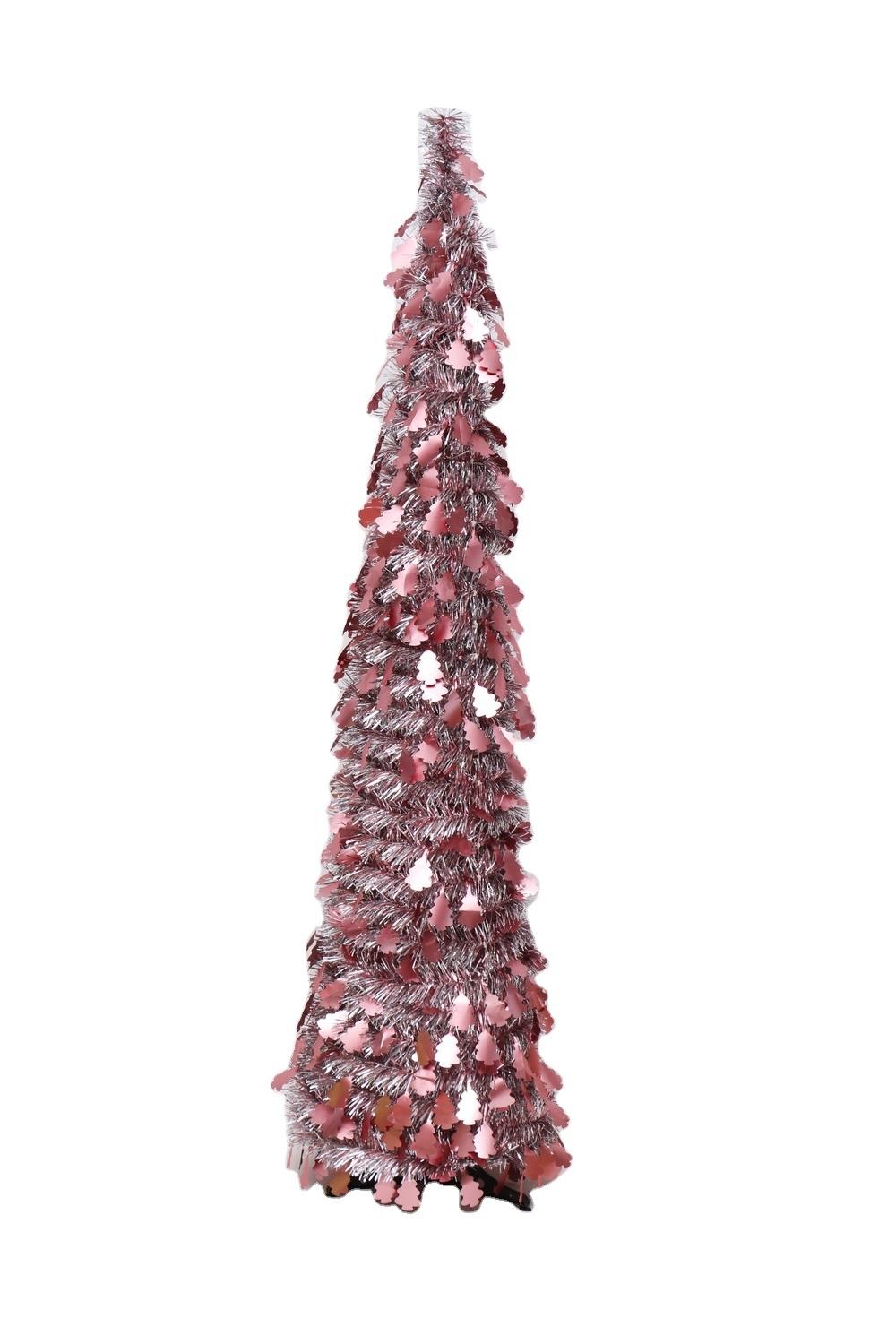 5 FT Pop up Tinsel Christmas Tree for Home Indoor Decoration, Shiny Christmas Tree