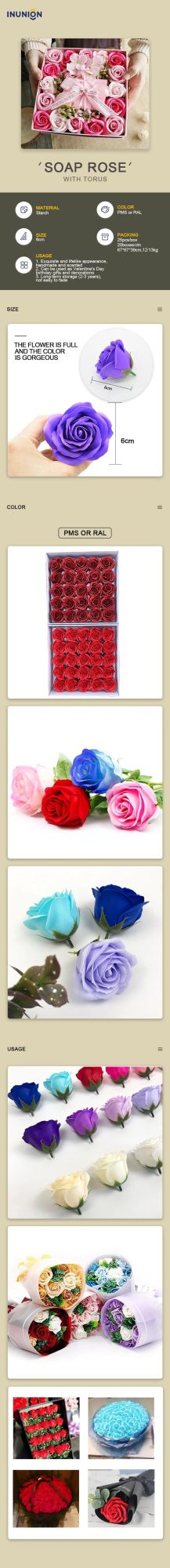 Soap Flower Artificial Flower Gift Valentine′s Day Mother′s Day Eternal Flower Soap Rose 6cm Gift Box