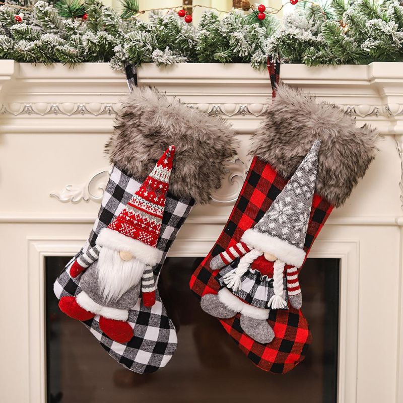 Christmas Decorations Three-Dimensional Figures Checkered Christmas Stockings Christmas Tree Pendants Gifts Gifts Candy Bags Pendants