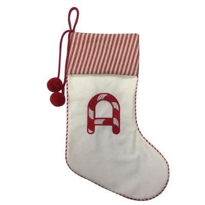 20 Inches Super Soft Plush Monogram Christmas Stockings Xmas Rustic Personalized Stocking Embroidered Letter Decoration for Decor (A-G)