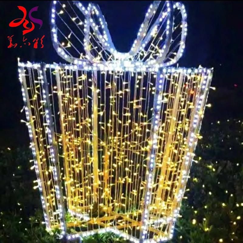 Outdoor Giant LED Christmas Decoration 2D LED Gift Motif Lights