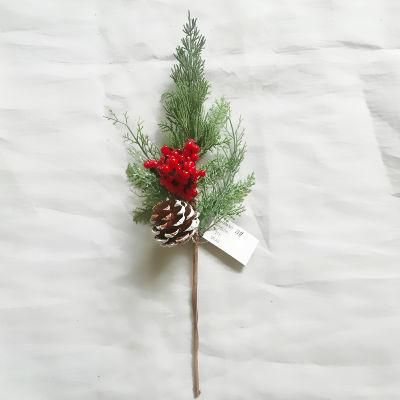 Hot Sale Christmas Pine Needle Pine Cone Cuttings Flower Gold Silver and Red Christmas Fruit Tree Cuttings Christmas Flower