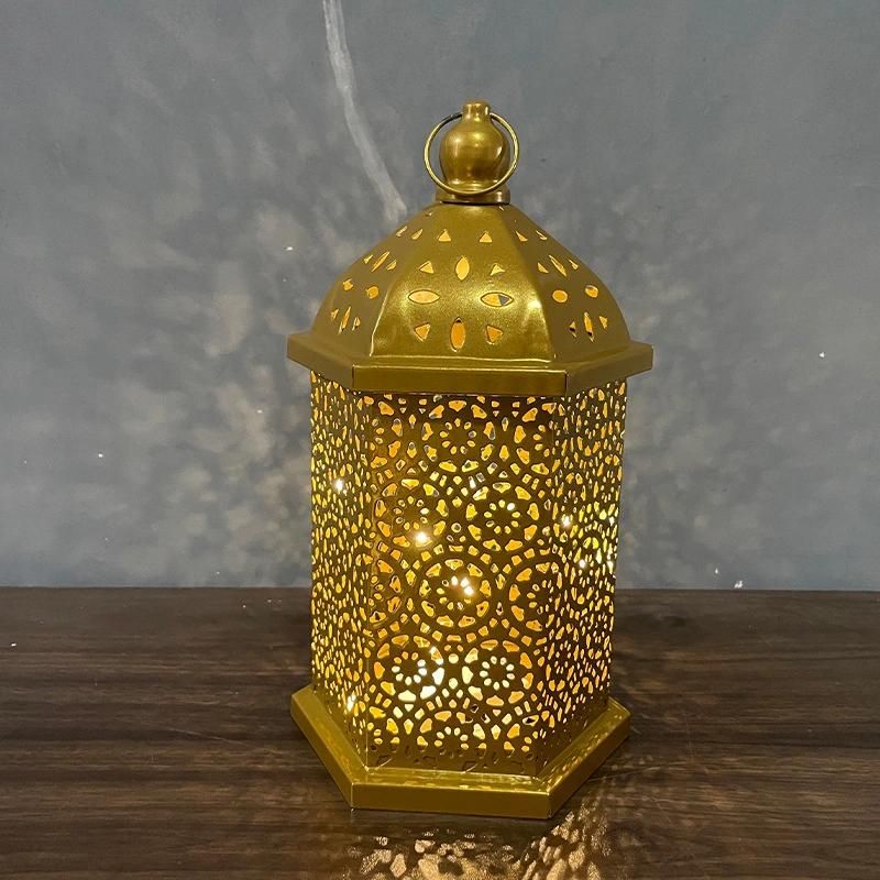 Decorations Table Decor Lantern with Flickering LED Eid Mubarak Lantern with LED Decorative Hanging Lantern