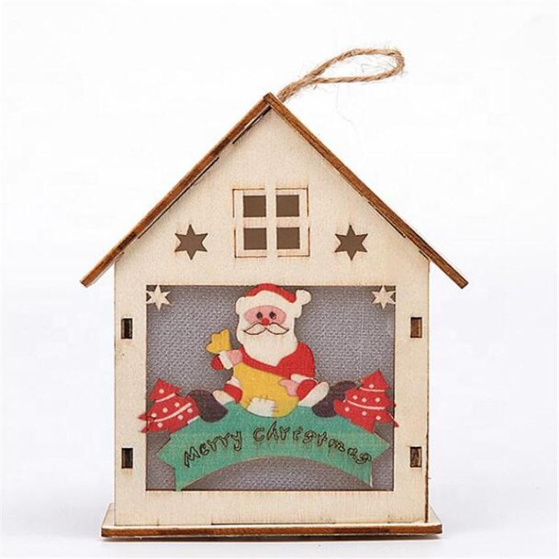 Wooden Small House Hanging Christmas Ornament Decoration