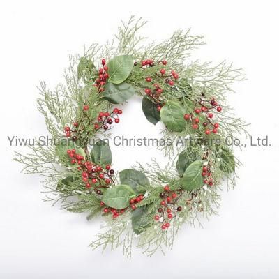 New Design High Quality Christmas PE White Wreath for Holiday Wedding Party Decoration Supplies Hook Ornament Craft Gifts