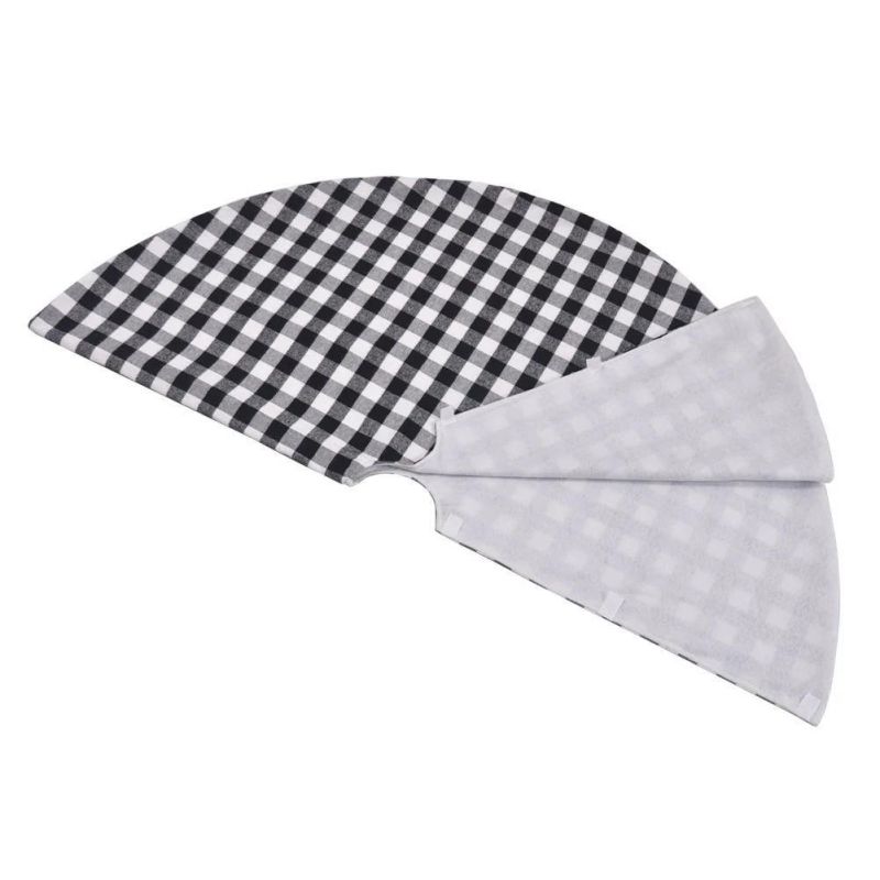 Amazon Hot Selling Black and White Plaid Christmas Tree Skirt Tree Skirt 137cm 120cm