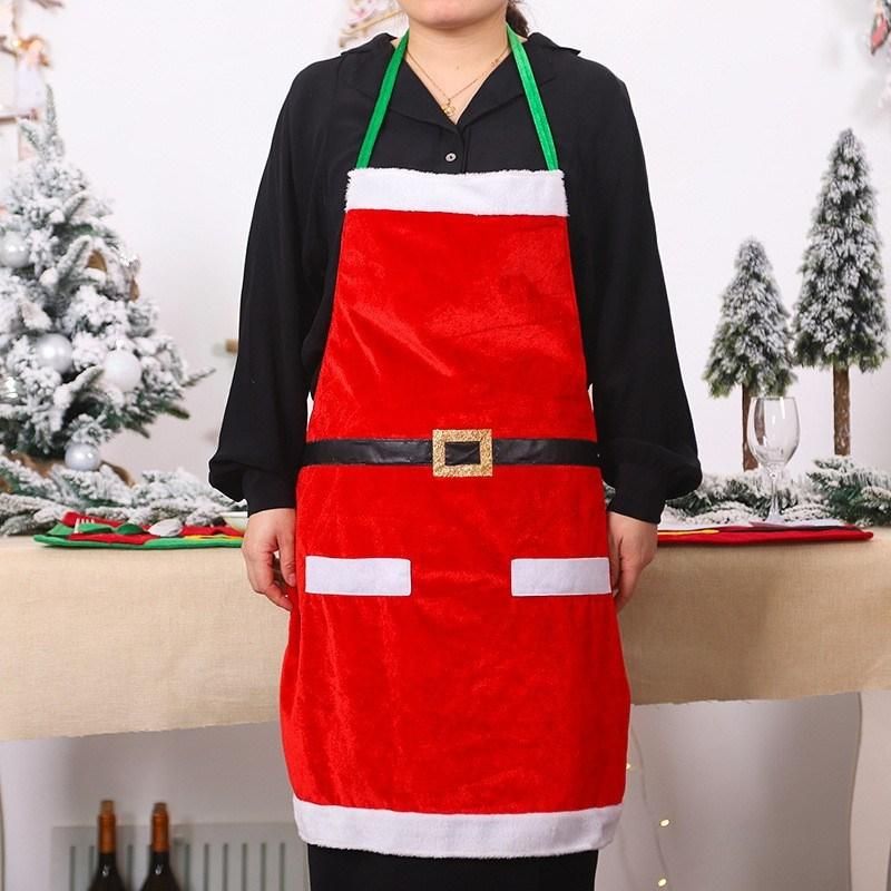 Christmas Apron, Xmas Apron Santa Claus Snowman Reindeer Apron Christmas Snow Scene Apron