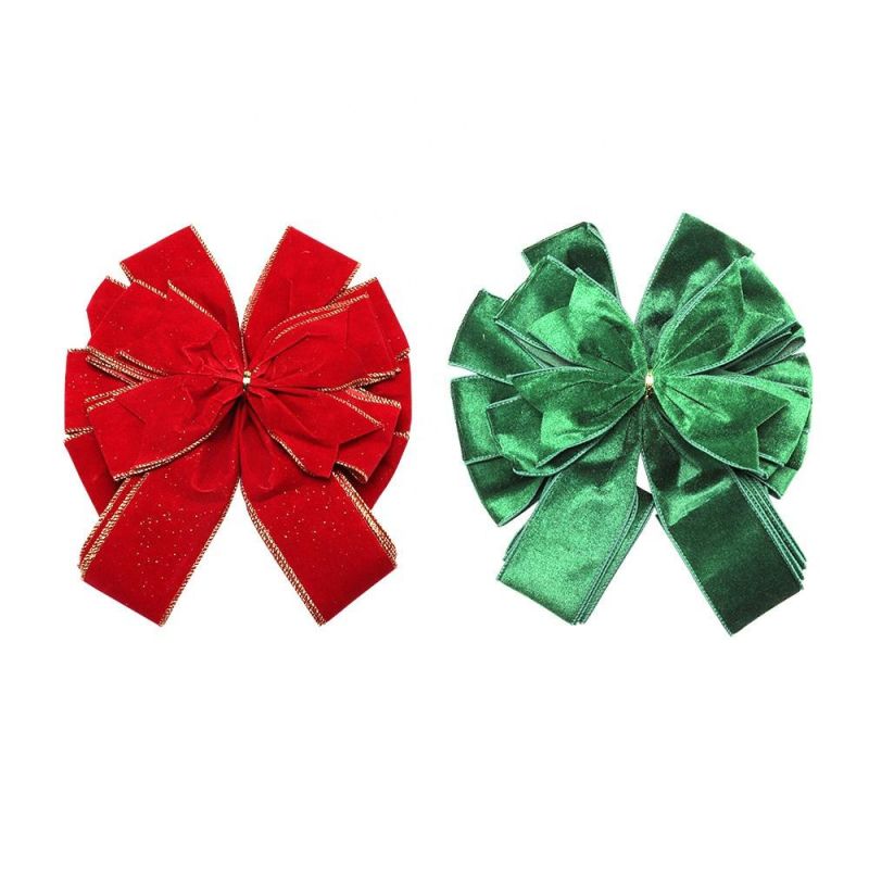 Customized Christmas Flocked Cloth Bow