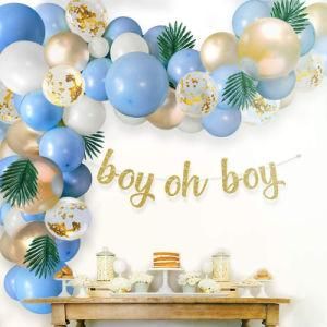 Amazon Hot Sale Boy Blue White Gold Arched Birthday Party Decorations