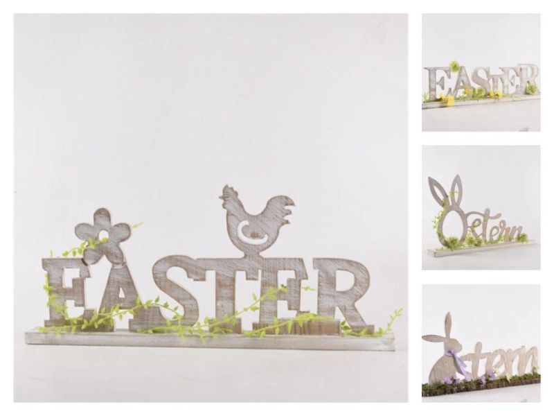 New Design 2022 Standing Easter Wooden Sign Spring Decoration