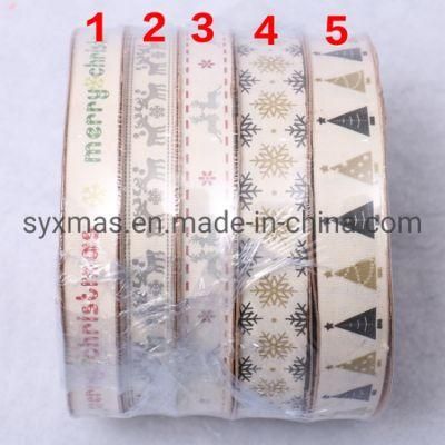 Handmade Design Printed Christmas Ribbon Cotton Ribbon for Sewing Fabric Christmas Decoration DIY Gift Wrapping