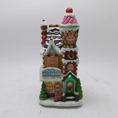 Factory Resin Christmas House with LED Lights as Gift