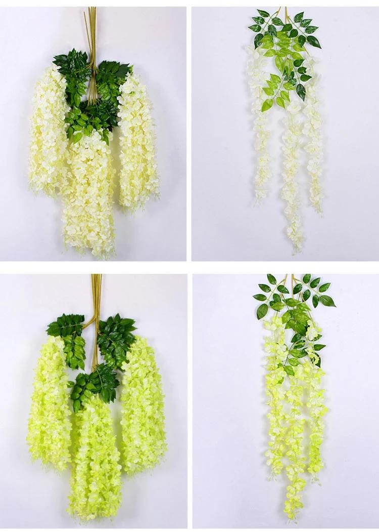 12 Pieces Wisteria Artificial Flower 45 Inch Bushy Silk Vine Ratta Hanging Garland Hanging for Wedding Party Garden Outdoor Greenery Office Wall Decoration