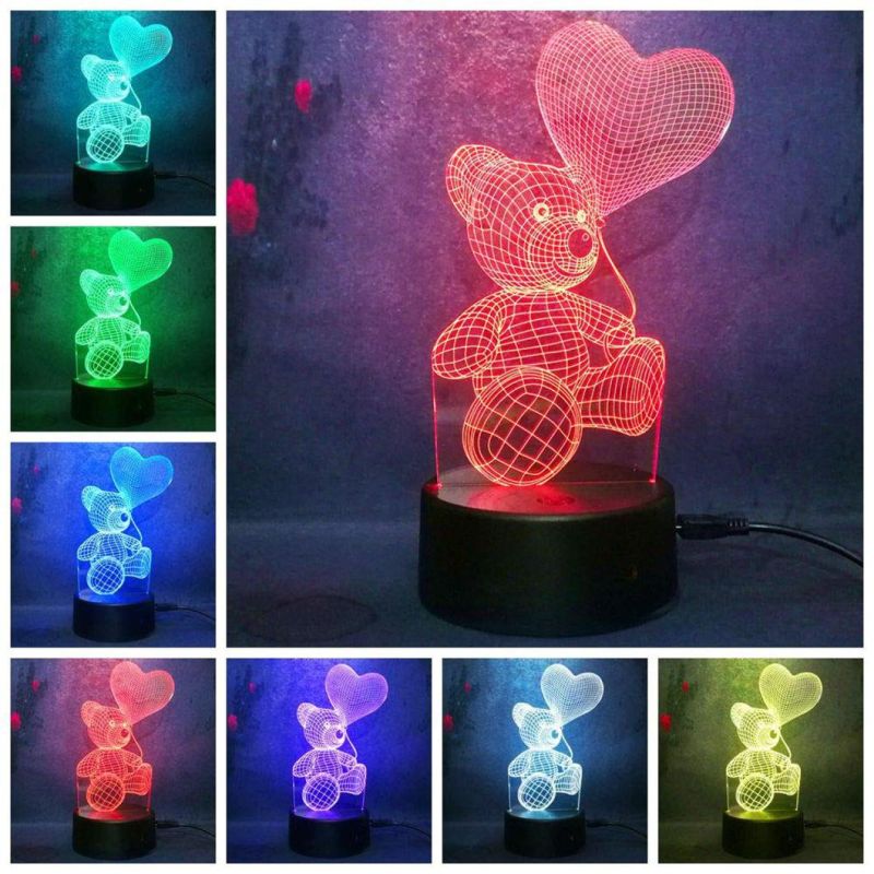 LED Love Teddy Bear 3D Nightlight Lamp