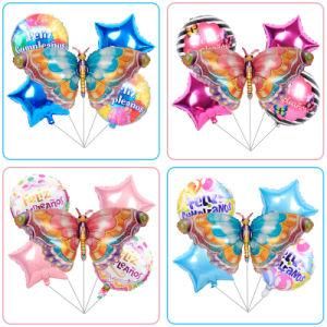 6PCS/Set Blue Pink Butterfly Spanish Balloon Set Party Decoration Balloon