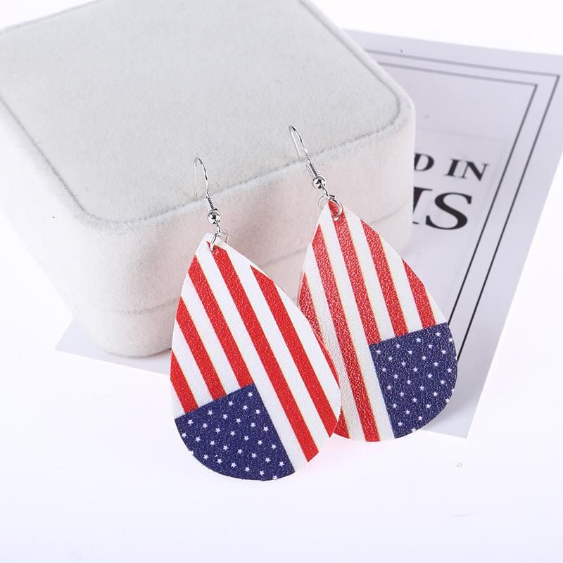 Hot Sale Women American Flag Earring Faux Leather Football Baseball Basketball Earrings