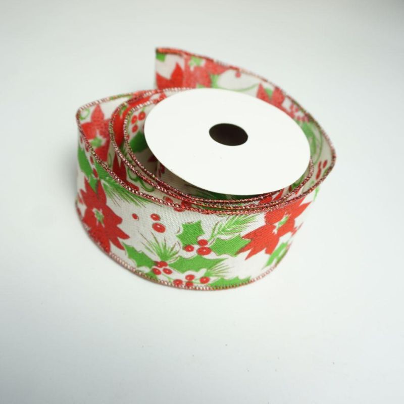 Wholesale Factory 100% Polyester Ribbon Wired Christmas Decoration for Present Packing