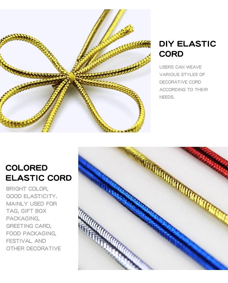 Customized 2mm Gold Elastic Cord Bow Rope for Gift Packaging