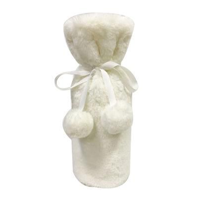 Wholesale Small Wine Bottle Cover Plush Drawstring Bag Sets Christmas Cotton Gift Bags