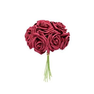 8cm Colorful Wholesale Foam Rose Bride PE Flower Artificial Heads with Stem