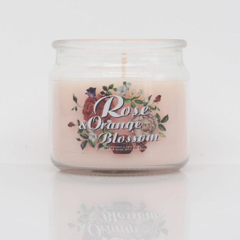 Popular Yankee Style 8 Oz Glass Flower Aroma Candle for Home Decora