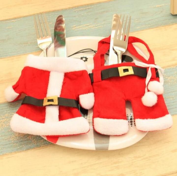 Christmas Clothes Trousers Cutlery Bag Cover Knife Spoon Fork Bag