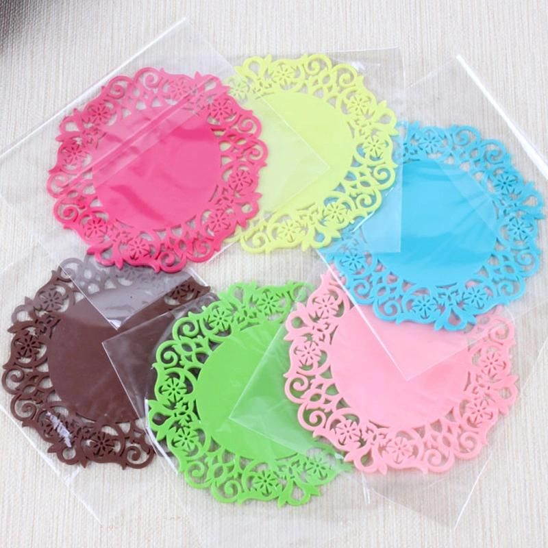 Lace Flower Hollow Doilies Silicone Mat Coaster Coffee Table Cup Mats Pad Placemat Kitchen Accessories Cup Coasters