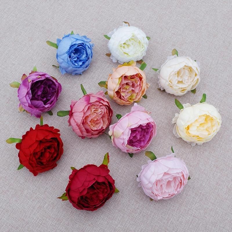 China Flower Factory Wholesale High Quality Silk Peony Flowers 9 Cm DIY Decorative Silk Flower Heads