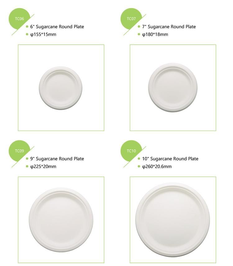 100% Biodegradable Sugarcane Bagasse 3 Compartment Divided Dinnerware