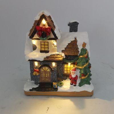 Polyresin/Resin Christmas House 6&quot; Resin Christmas Scene Village Houses Town with Warm White LED Light Battery Operate Christmas
