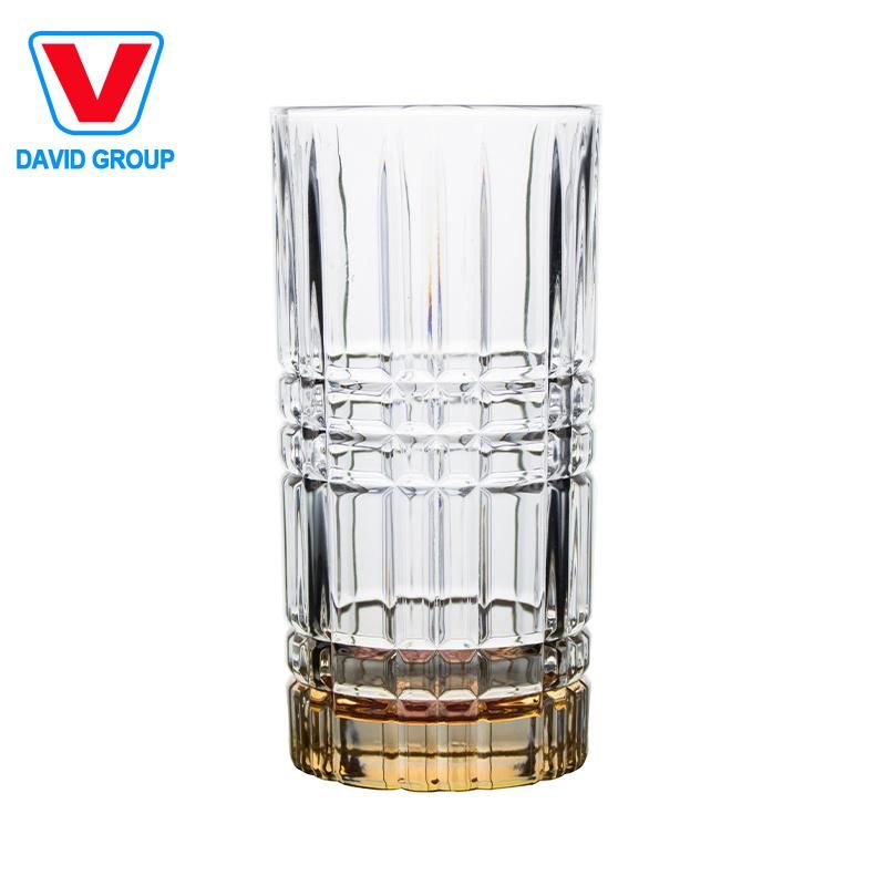 Fashion and Popular Glass Cup with Square Embossed for Wine Bar