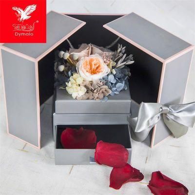 Best Valentines&prime; Day Gift Everlasting Real Preserved Rose Flower in Drawer Gift Box for Wife or Girlfriend