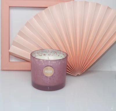 Luxury Purple Glass Candle with Electroplated for Holiday