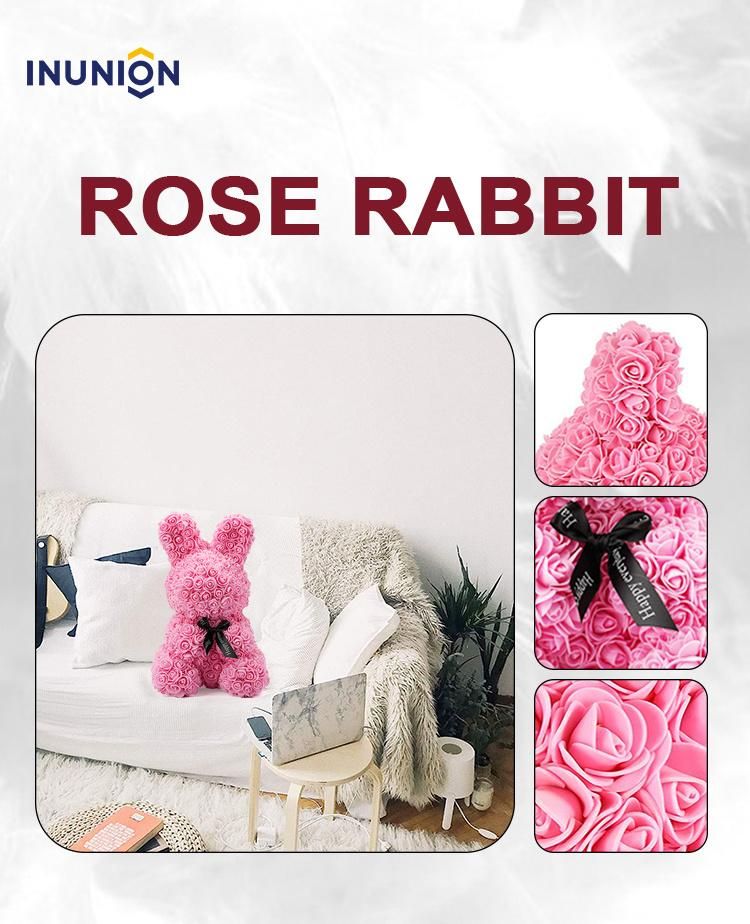 Inunion Hot Sale Artificial Flower PE Flower PE Foam Bunny Foam Rabbit Rabbit Rose Easter Gift