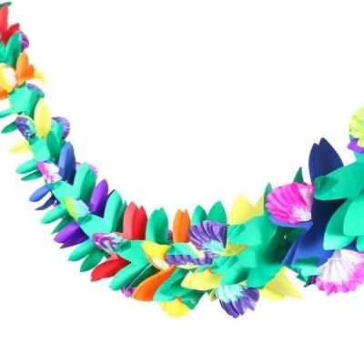 Colorful Hawaii Petal Banner 3D Garland Decoration for Wedding Birthday Party Paper Flowers Pull Flag
