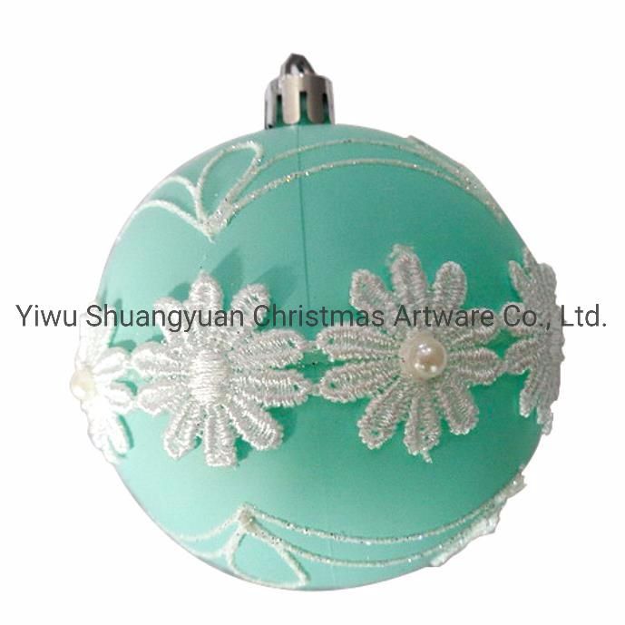 8cm Light Green Hand Painted Plastic Christmas Ball for Decor