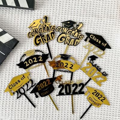 Congrats Grad Party Supplies Cake Topper in Gold and Black