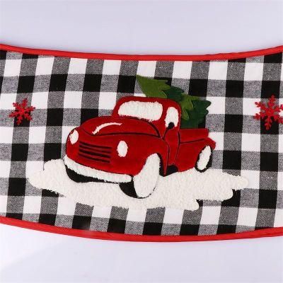 Black and White Plaid Christmas Tree Skirt Christmas Supplies Tree Bottom Ornaments Border Christmas Tree Decorations