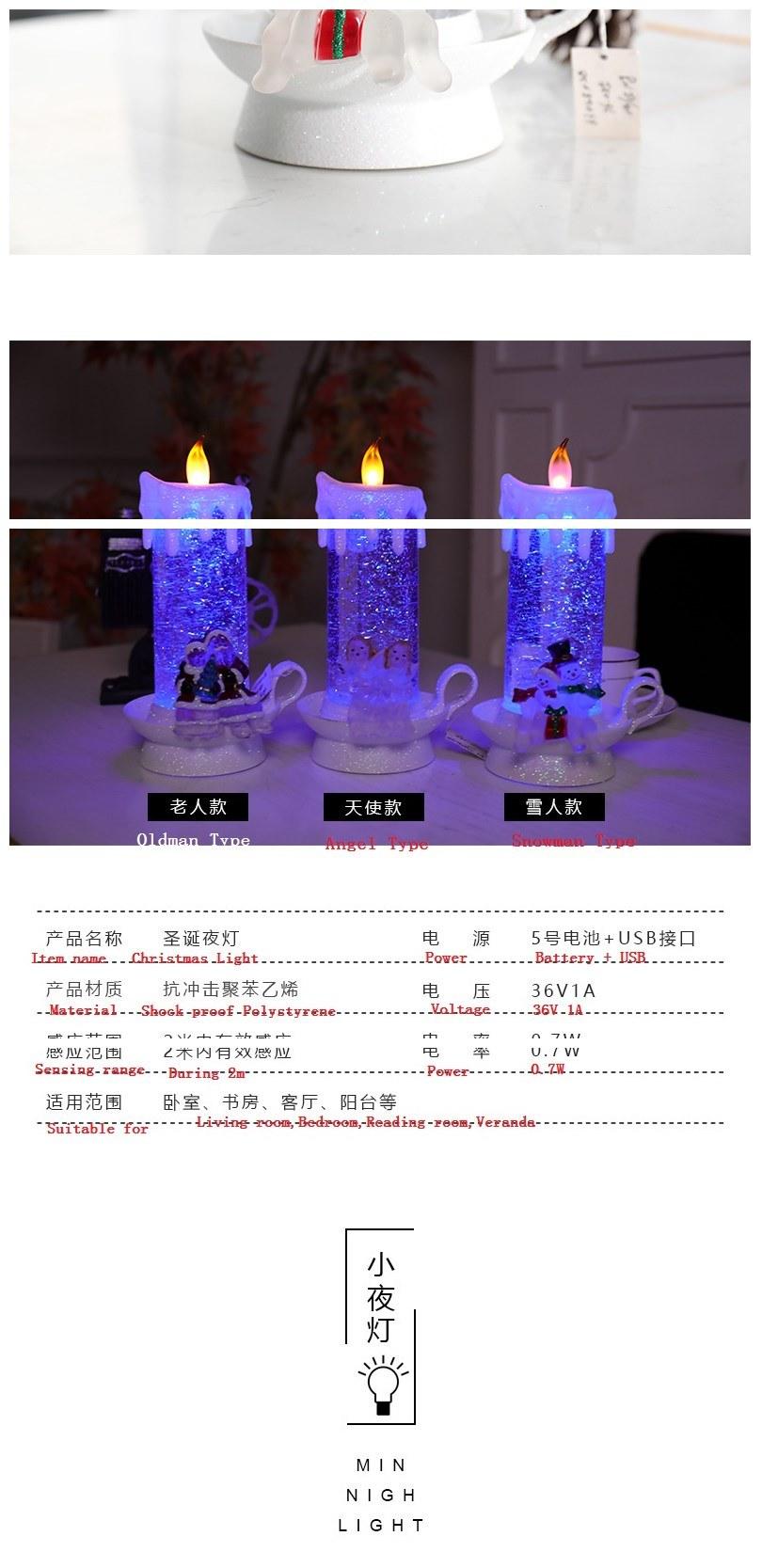 Christmas Crystal Candle LED Light Santa′ S Little Night Lights Decoration