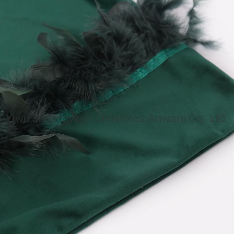 New Design Christmas Bolster Pillow with Feather for Holiday Wedding Party Home Decoration Hook Ornament Craft Gifts