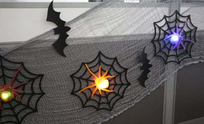 LED Lighted Spider Web Flashing Spider Halloween Prop Decoration