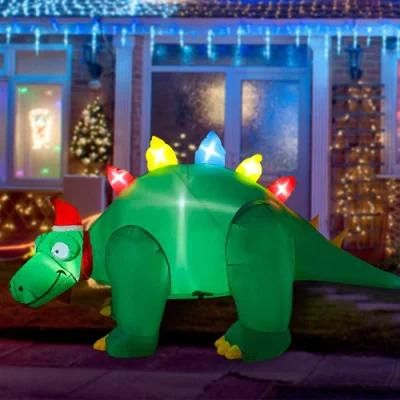 5FT Inflatable Christmas Stegosaurus LED Flashing Lighting Blow up Lighted Decor Indoor Outdoor