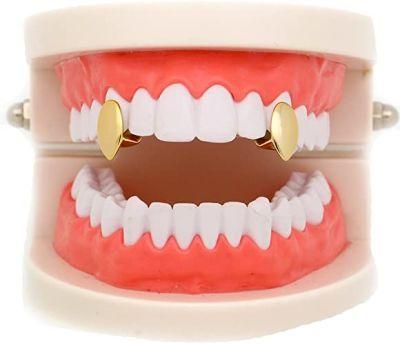 Plated Gold Grillz Mouth Teeth Hip Hop Teeth Plain Top Tooth Single Grill Cap for Teeth Mouth Party Accessories Teeth Grills Halloween