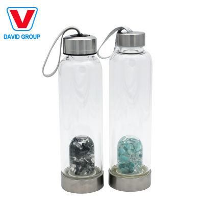 Promotional Christmas Gifts Gemstone Water Bottle Crystal Glass Water Bottle
