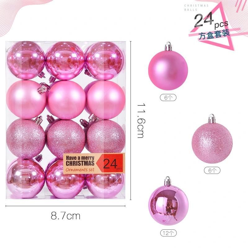 Christmas New Electroplating Plastic Ball 3cm Christmas Tree Pendant Christmas Ball Champagne Ornaments Set